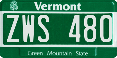 VT license plate ZWS480