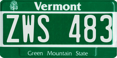 VT license plate ZWS483