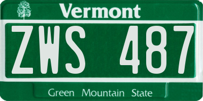 VT license plate ZWS487