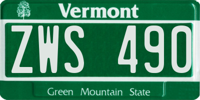VT license plate ZWS490