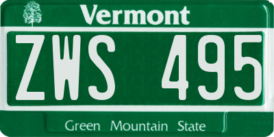 VT license plate ZWS495