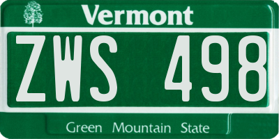 VT license plate ZWS498