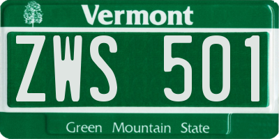 VT license plate ZWS501