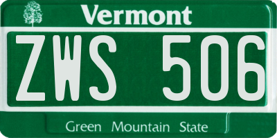 VT license plate ZWS506