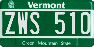 VT license plate ZWS510