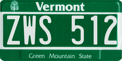 VT license plate ZWS512