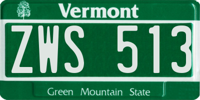 VT license plate ZWS513