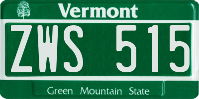 VT license plate ZWS515