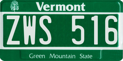VT license plate ZWS516