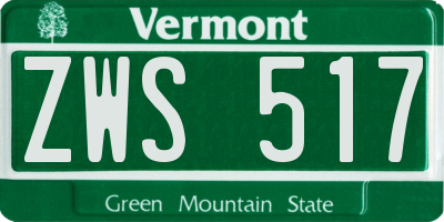 VT license plate ZWS517