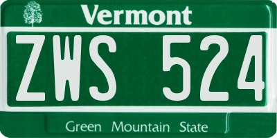 VT license plate ZWS524