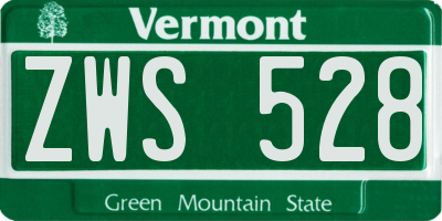 VT license plate ZWS528