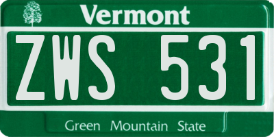 VT license plate ZWS531