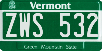VT license plate ZWS532