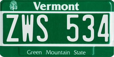 VT license plate ZWS534