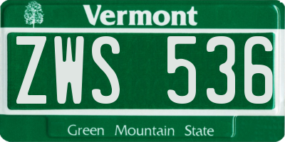 VT license plate ZWS536