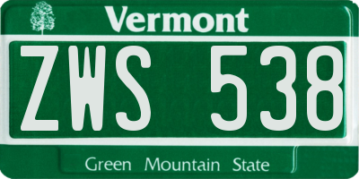 VT license plate ZWS538