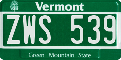 VT license plate ZWS539