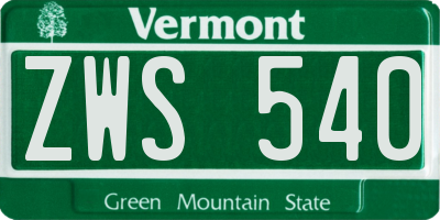 VT license plate ZWS540