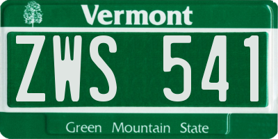 VT license plate ZWS541