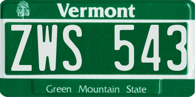 VT license plate ZWS543