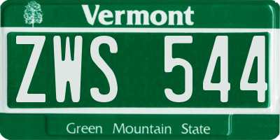 VT license plate ZWS544