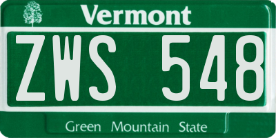 VT license plate ZWS548