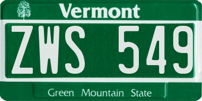 VT license plate ZWS549
