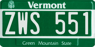 VT license plate ZWS551