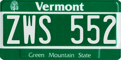 VT license plate ZWS552
