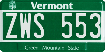 VT license plate ZWS553