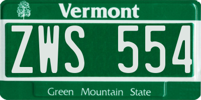 VT license plate ZWS554