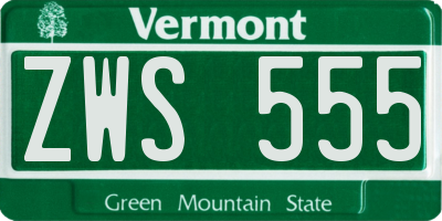 VT license plate ZWS555