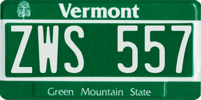 VT license plate ZWS557