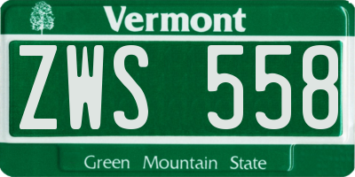 VT license plate ZWS558