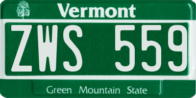 VT license plate ZWS559