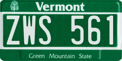 VT license plate ZWS561