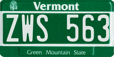VT license plate ZWS563