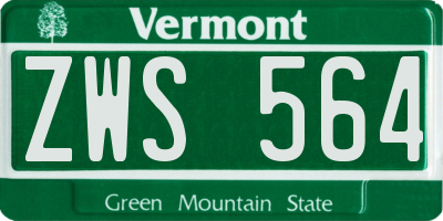 VT license plate ZWS564