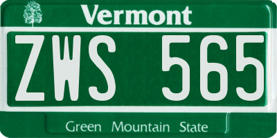VT license plate ZWS565