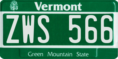 VT license plate ZWS566