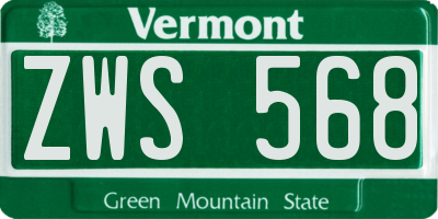 VT license plate ZWS568