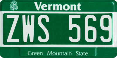 VT license plate ZWS569