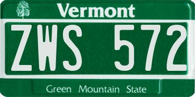 VT license plate ZWS572