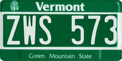 VT license plate ZWS573