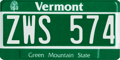 VT license plate ZWS574