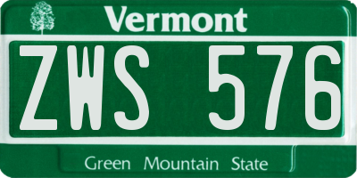 VT license plate ZWS576