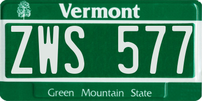 VT license plate ZWS577