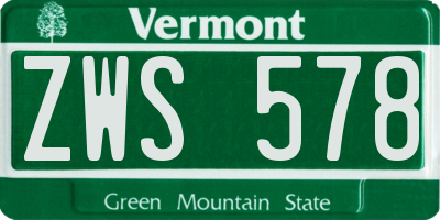 VT license plate ZWS578