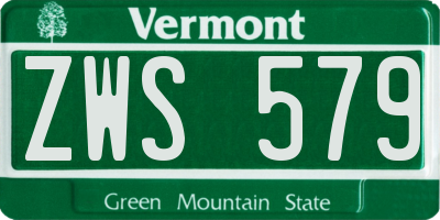 VT license plate ZWS579